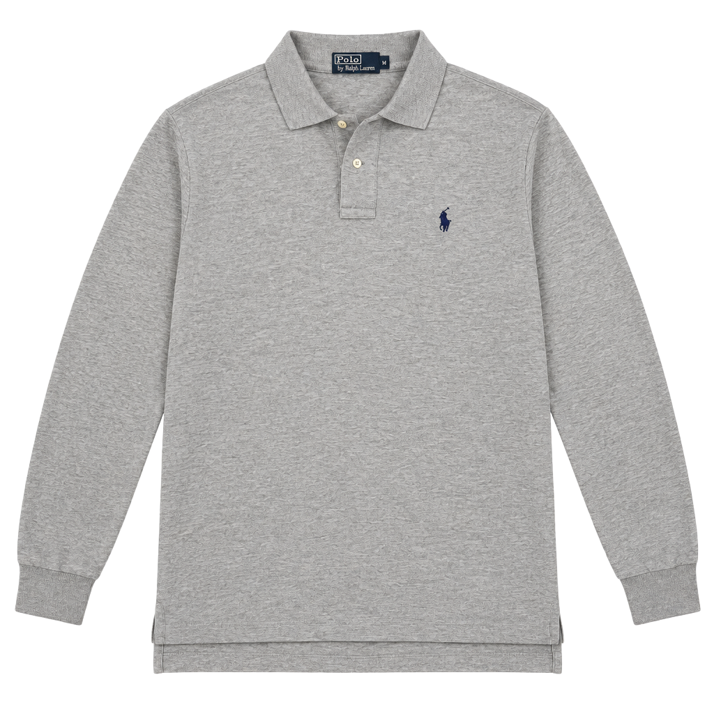 Polo By Ralph Lauren Long Sleeve Polo Shirt Size M Gray Cotton 1