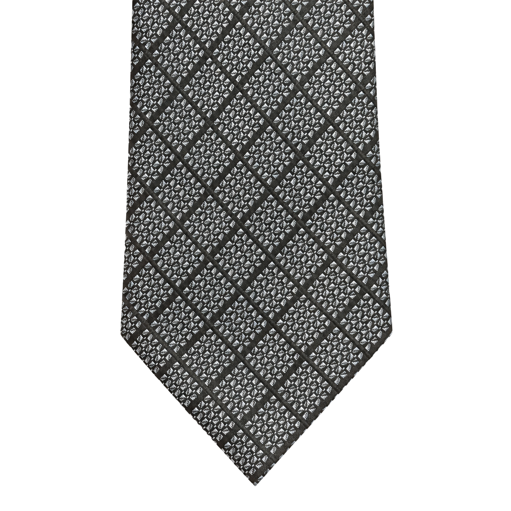 Bespoke New York Diamond Pattern Necktie Grey Black Polyester 1