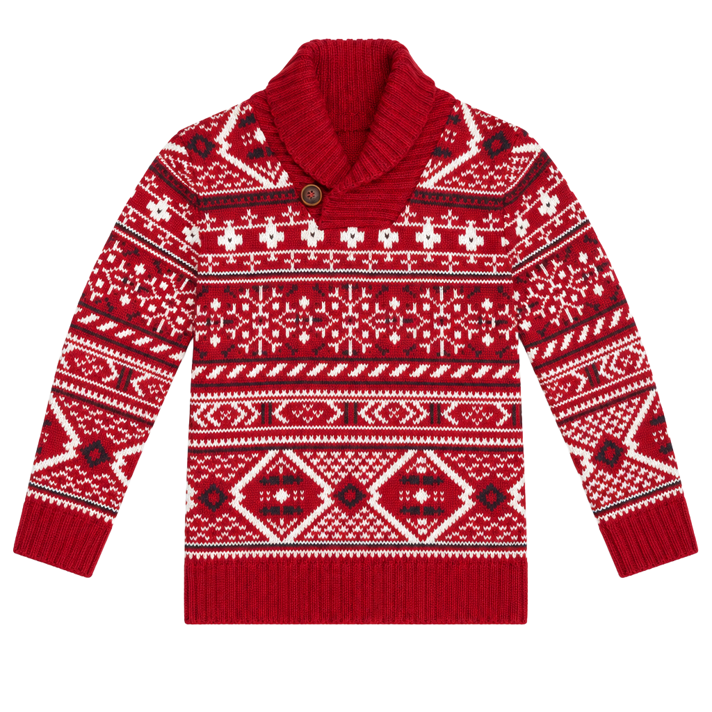 H&M L.O.G.G. Fair Isle Sweater Size US 4-6Y Red Christmas Winter Knit 1
