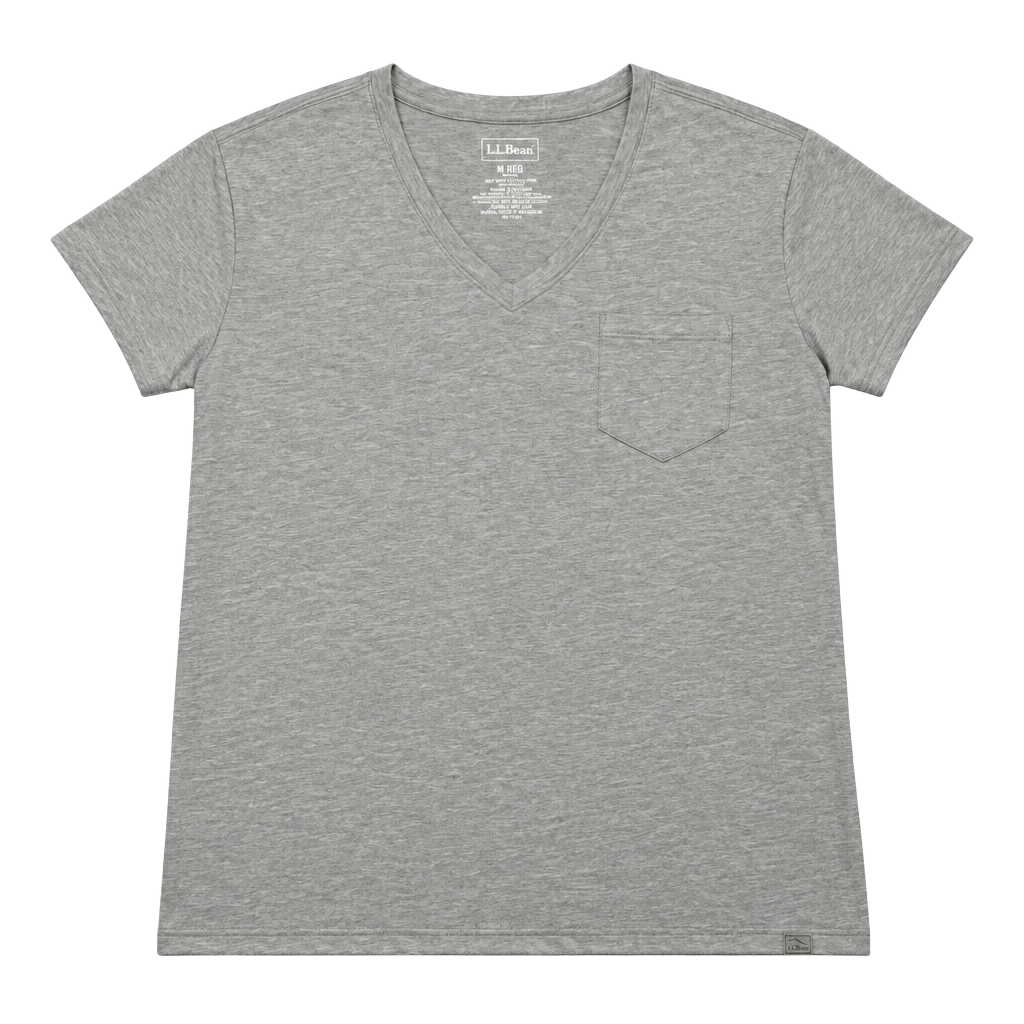 L.L. Bean V-Neck Pocket T-Shirt Size M Reg Gray Recycled Polyester Blend 1