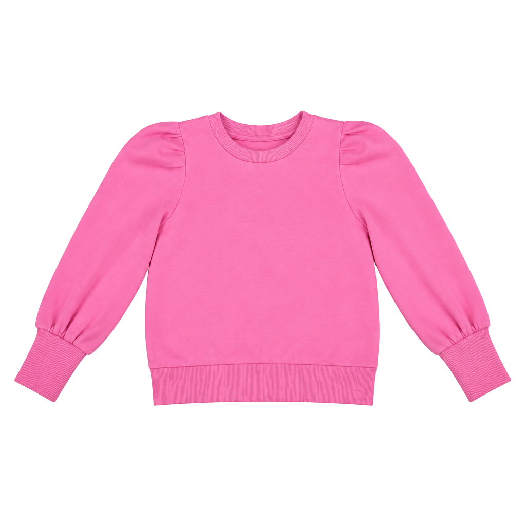 LOFT Puff Sleeve Sweatshirt Size L Pink 1