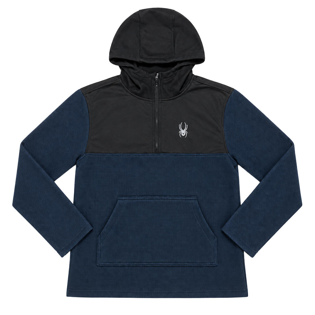 Spyder Racer 1/4 Zip Pullover Hoodie Size M Black Navy Blue 1