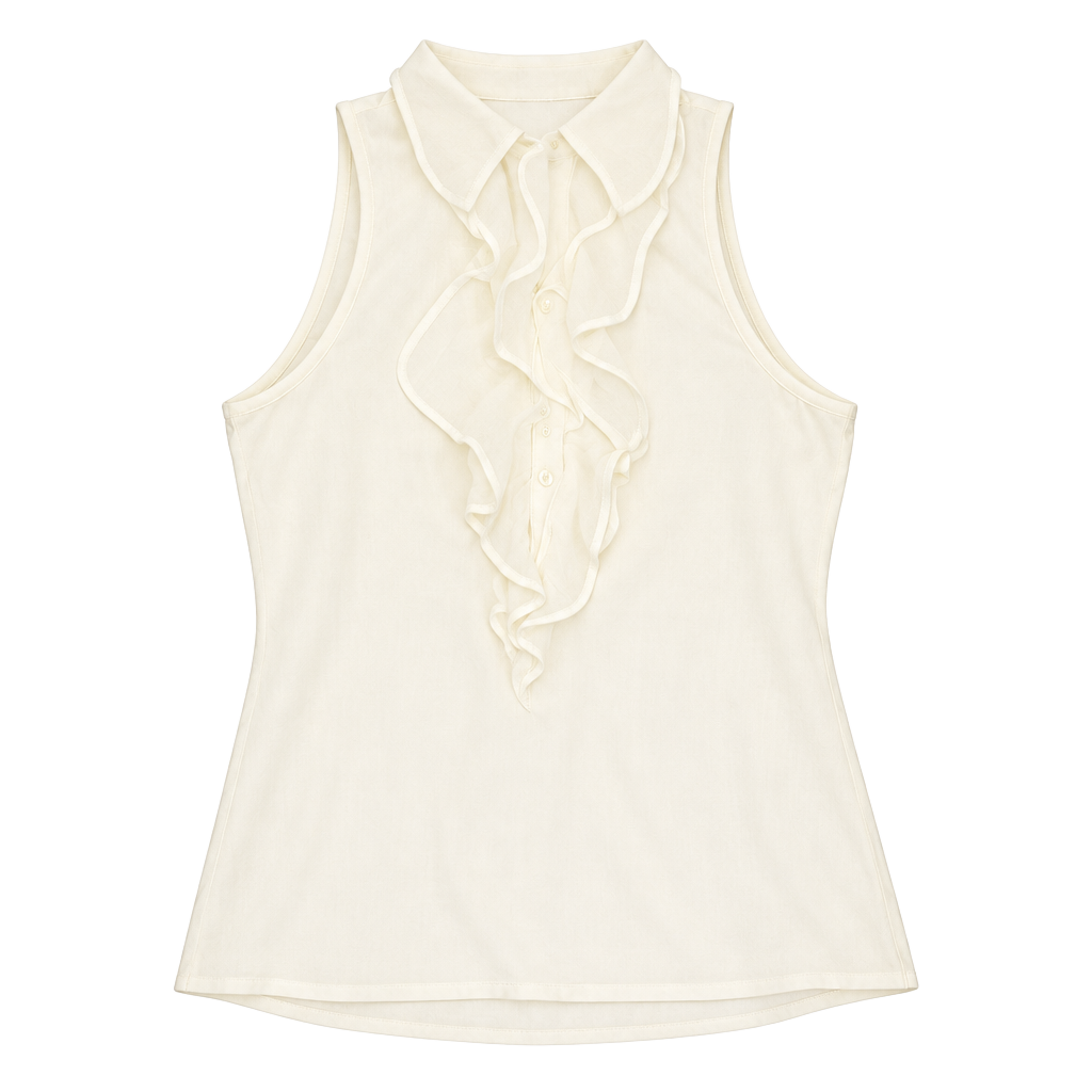 Anne Fontaine Stilla Size 40 White Sleeveless Ruffle 1