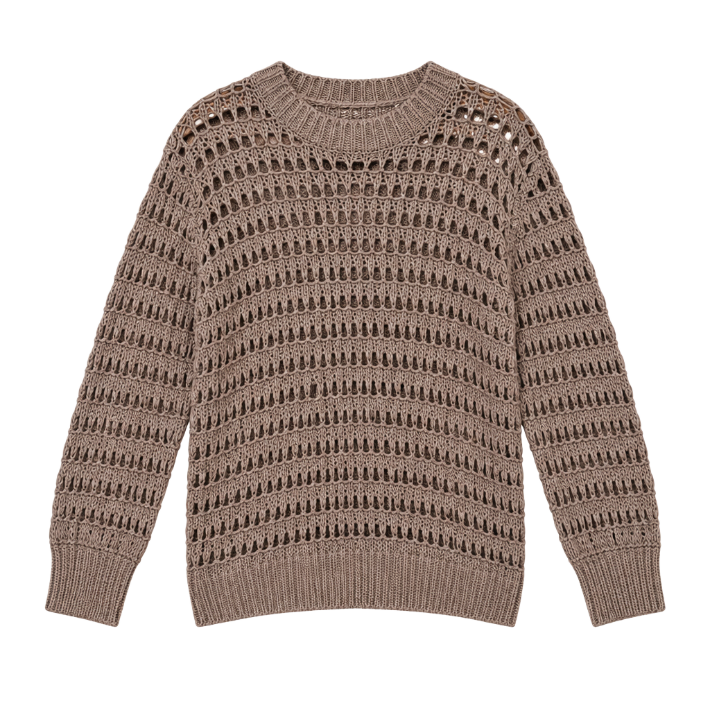 Sablyn Sweater Size XS Taupe Open Knit Cashmere Cotton 1