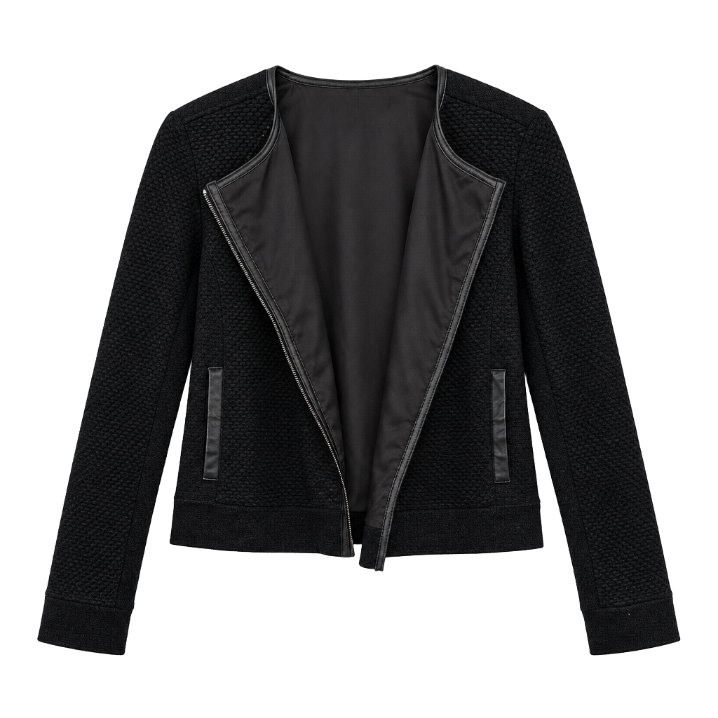 Rag & Bone Wool Leather Trim Moto Jacket Size S Black 1
