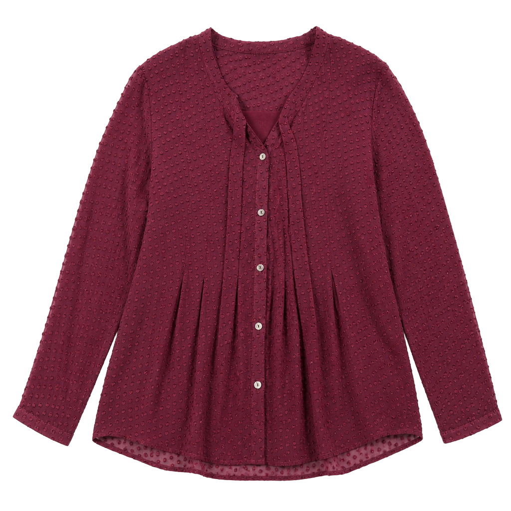 NWT Anthropologie Meadow Rue Burgundy Silk Clip Dot Tie Neck Blouse 1