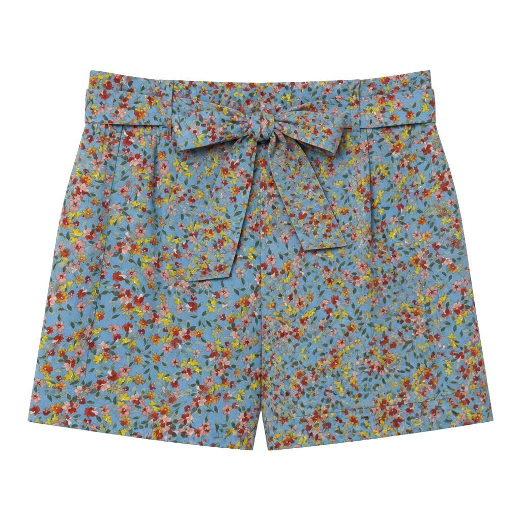 LOFT Blue Floral Paperbag Waist Side Pocket Cargo Shorts 1
