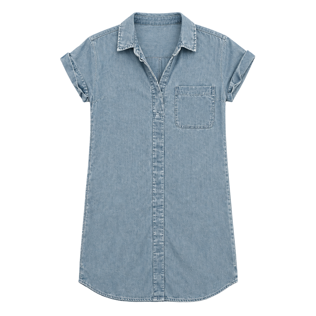 Market & Spruce Denim Tunic Dress Size M Light Wash Short Sleeve 1