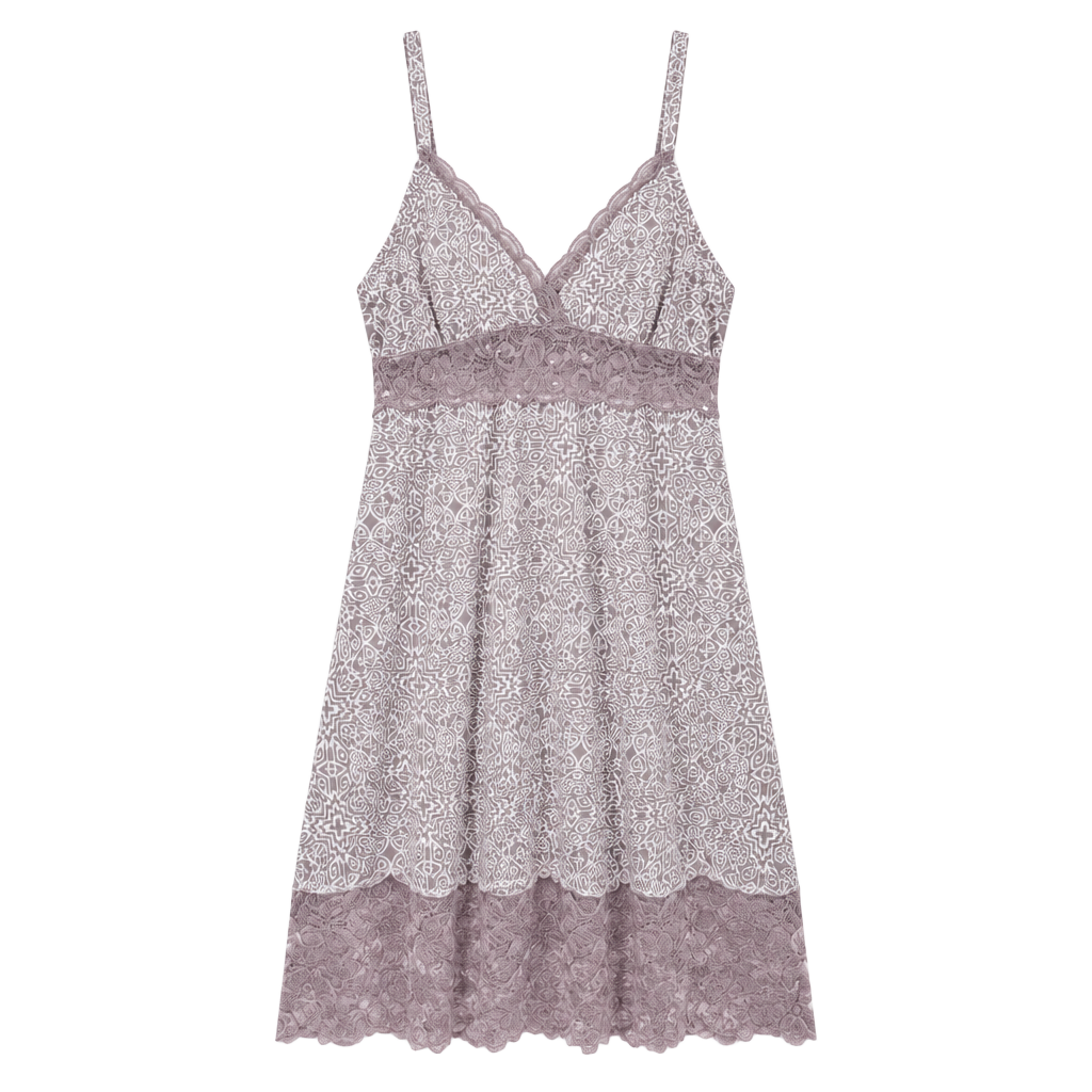 Vintage Marilyn Monroe Sleep Dress Size XL Purple Print Lace Cami Chemise 1