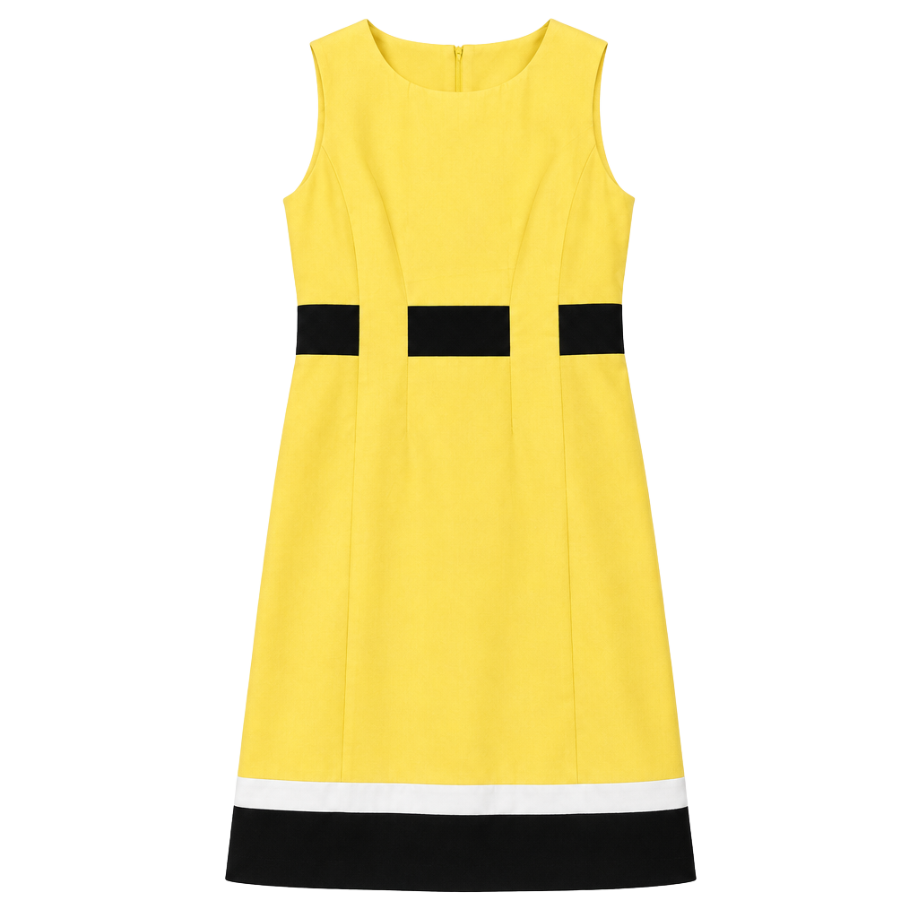 Calvin Klein Dress Size 10 Yellow Black White Colorblock Sleeveless 1