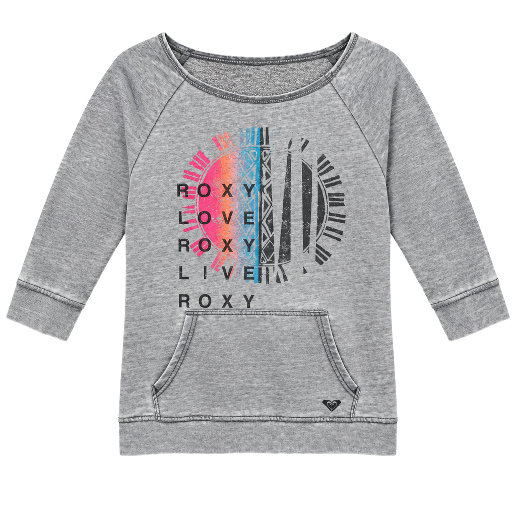 Y2K vintage Roxy Graphic Print Pullover Sweatshirt Size Medium Gray 1