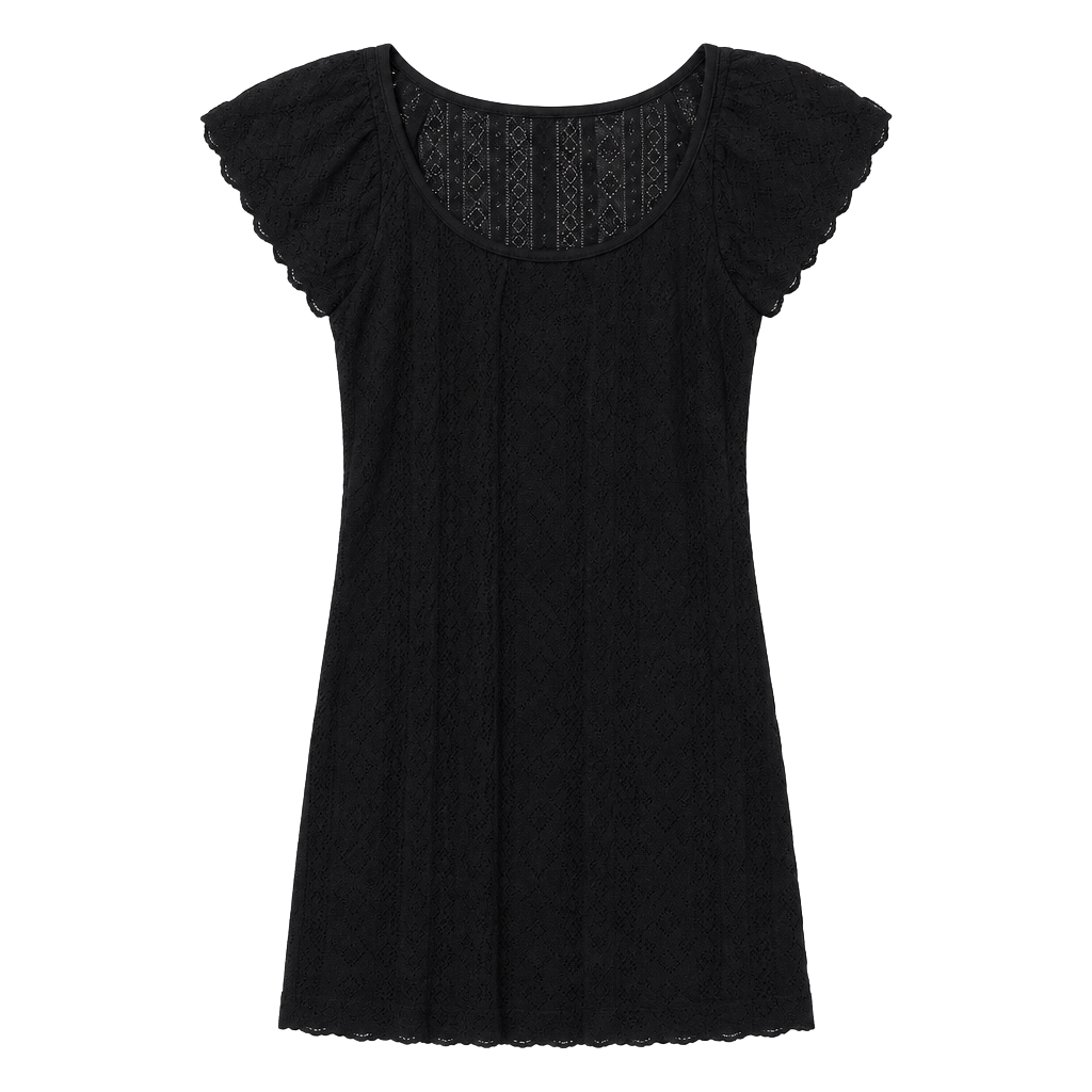 Wet Seal Dress Size M Black Rayon Ruffle Sleeve 1