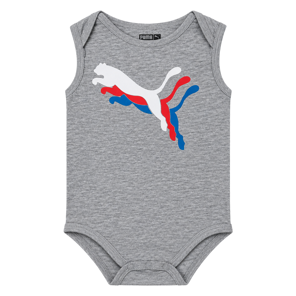 Puma Baby Bodysuit 18M Grey Graphic Jumpsuit Romper 1