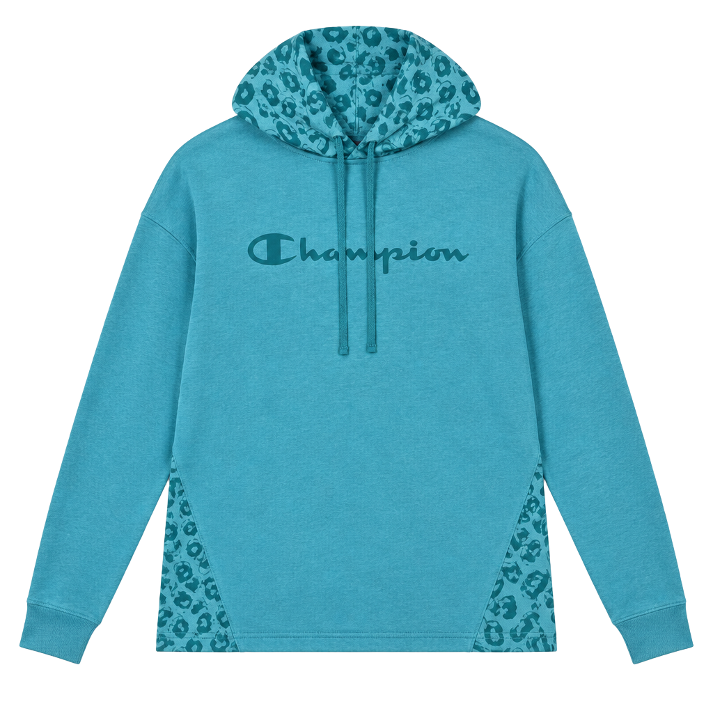 Champion Hoodie Size S Teal Leopard Print Pullover Sweatshirt 1