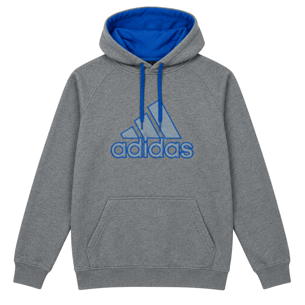 Adidas Hoodie Size M Gray Blue Logo Pullover Sweatshirt 1
