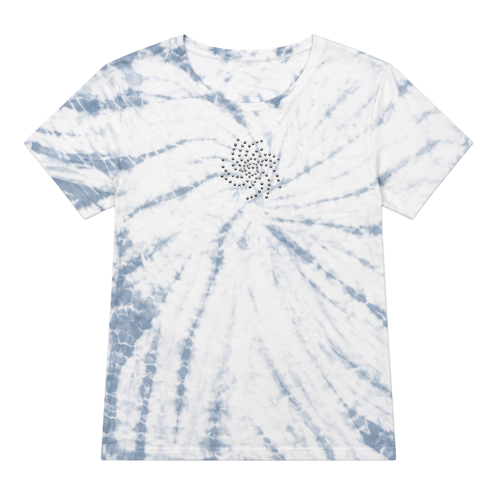 Style & Co T-Shirt Size M Blue White Tie-Dye Rhinestone Spiral 1