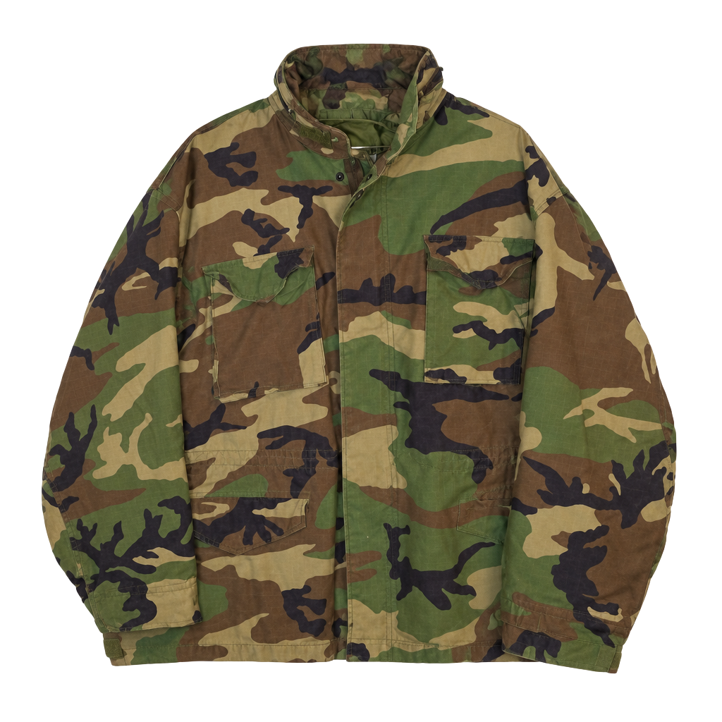American Apparel Woodland Camo Field Jacket Green Brown Cotton Blend 1