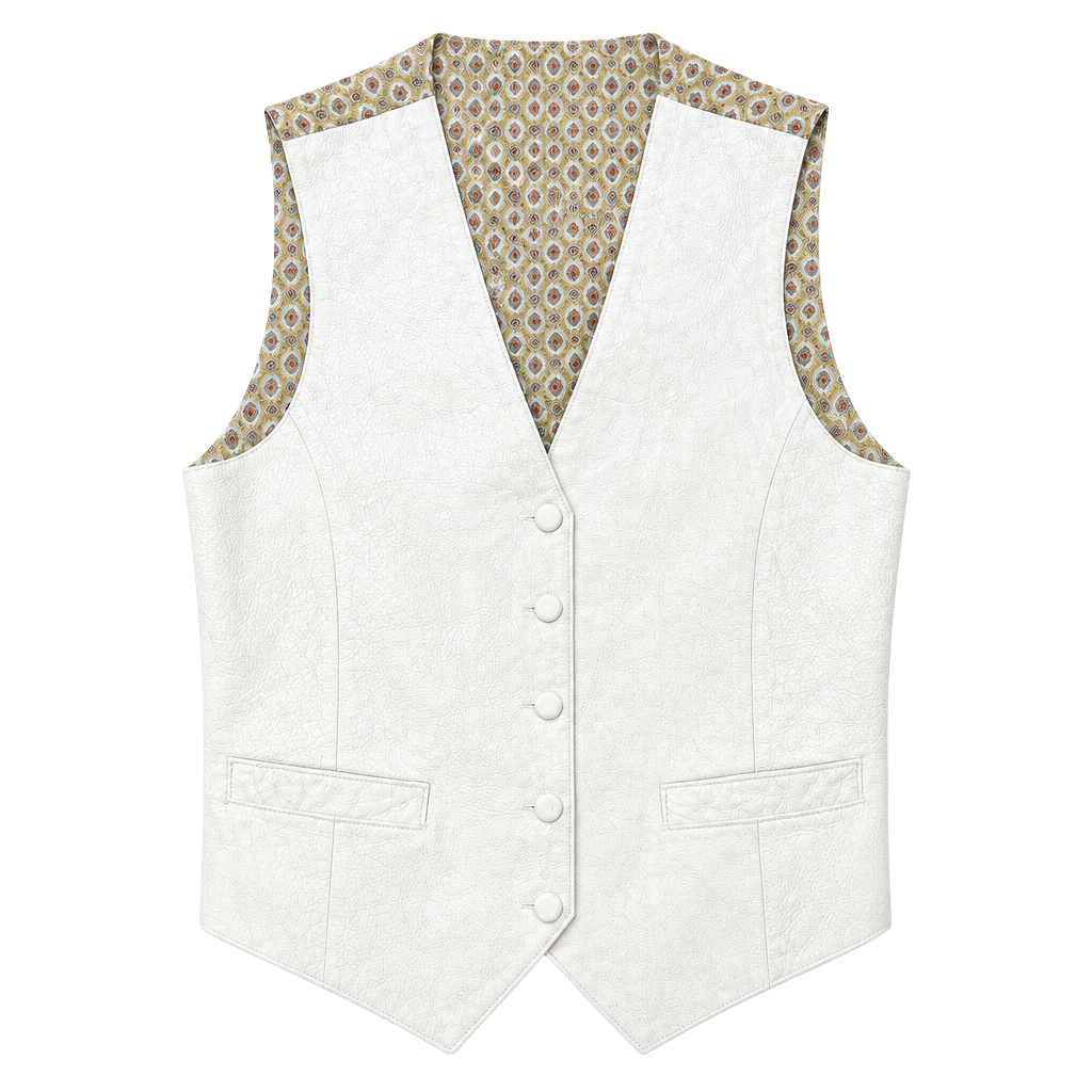 Wilsons Leather Vest Size L White Leather Paisley Lining 1