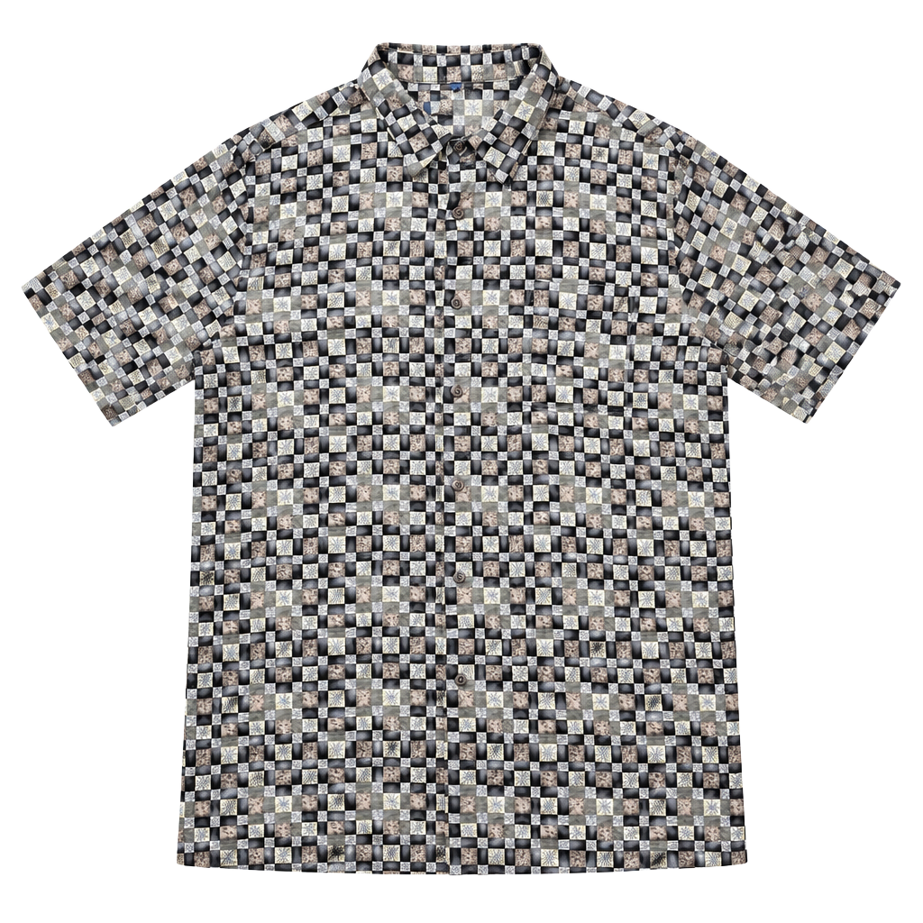 Campia Short Sleeve Button Up Shirt Size XL Checkered Geometric Rayon 1