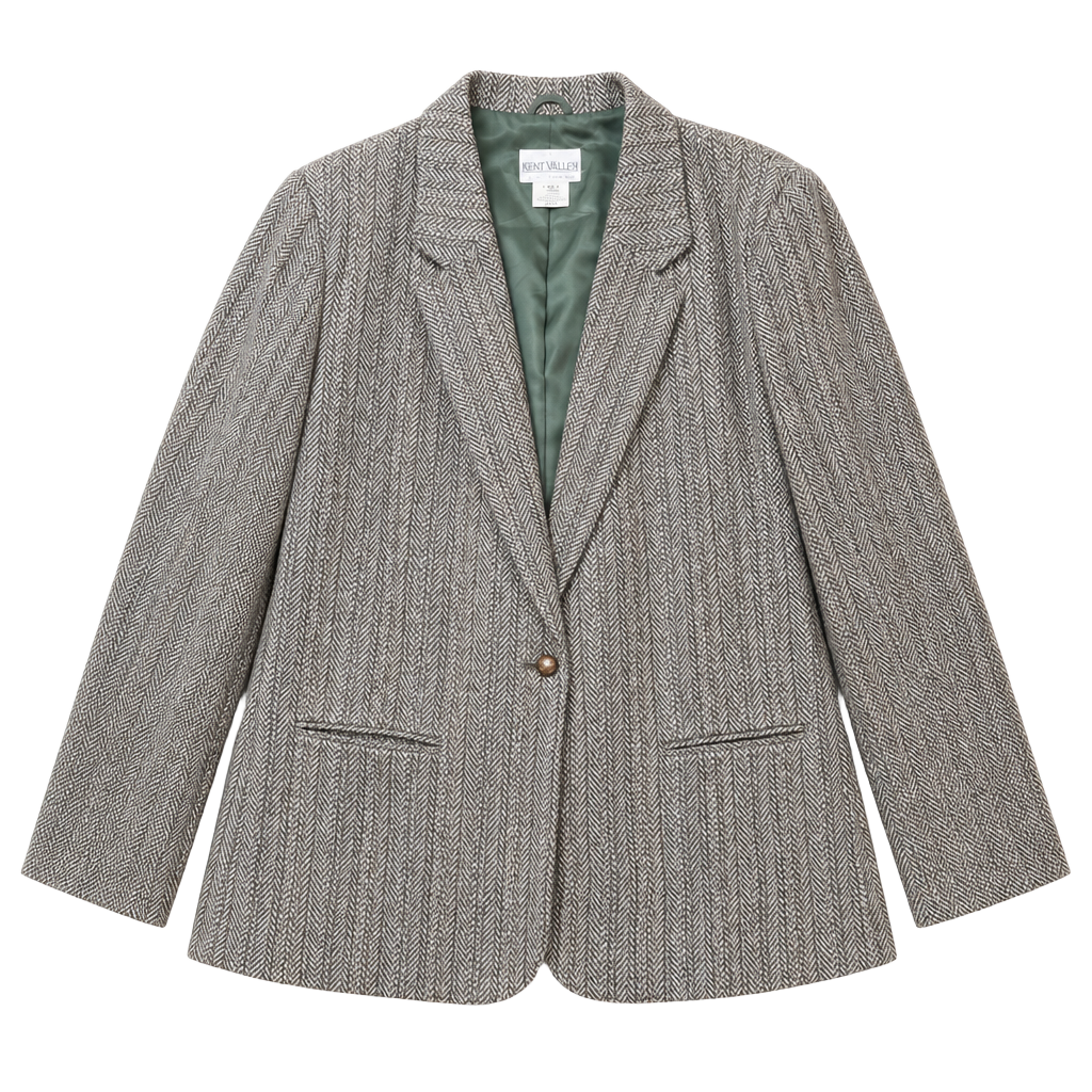 Hunt Valley Blazer Size 12 Tweed Herringbone Wool Jacket 1