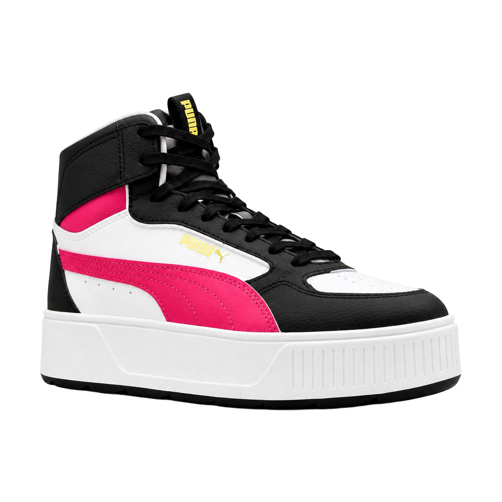 Puma Karmen Rebelle Mid Platform Women's White Black Fuchsia Sneakers 1