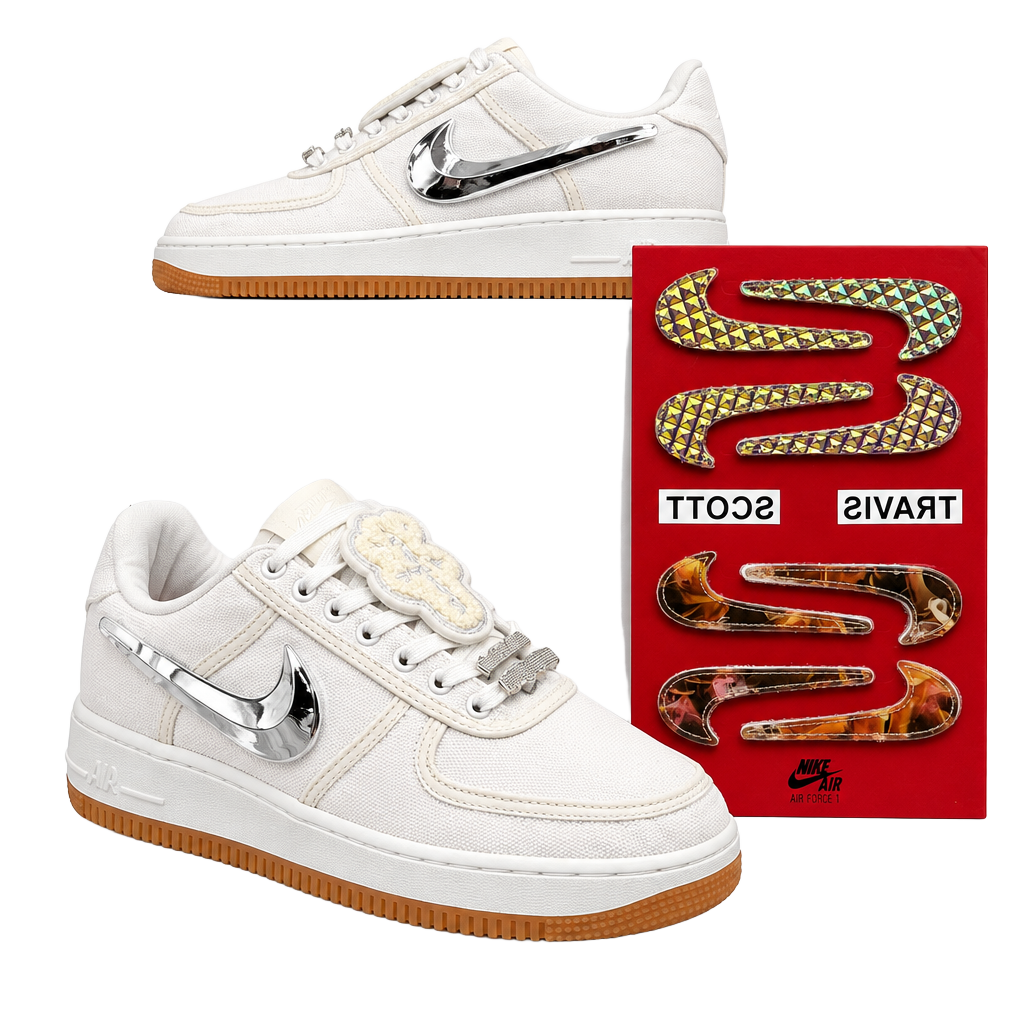 Nike Air Force 1 Low Travis Scott White AQ4211-100 Sz 9.5 New With Swoosh Pack 1