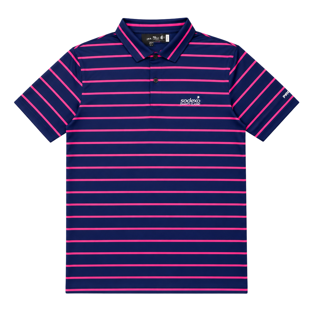 RLX Ralph Lauren Pink Navy Striped Short Sleeve Wicking Golf Polo Men’s L NWT 1