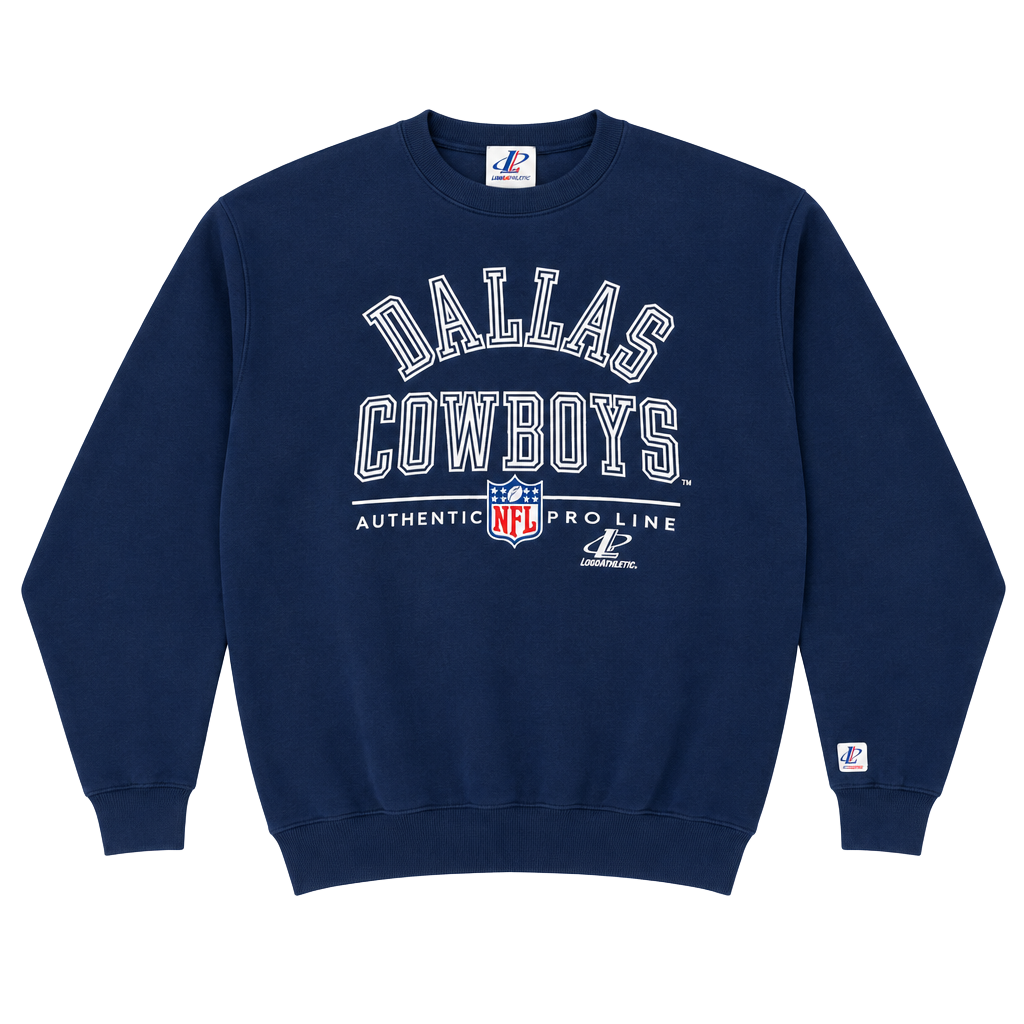 Logo Athletic Dallas Cowboys Sweatshirt Size L Vintage Navy Blue 90’s NFL 1