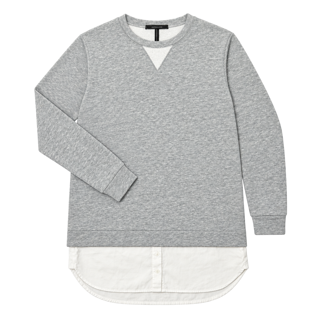 BCBGMaxAzria Faux Layered Sweatshirt Size S Gray White Long Sleeve 1