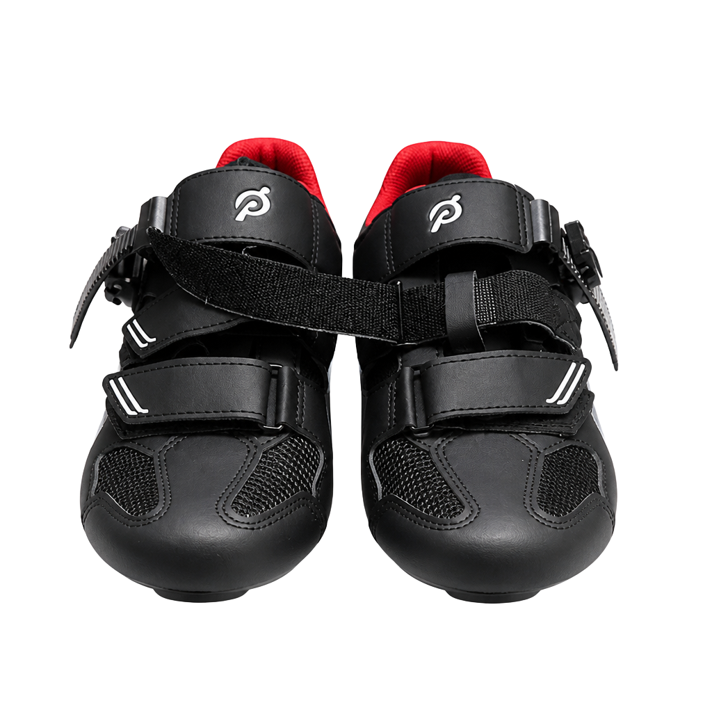 Peloton Unisex Cycling Shoes with Delta Cleats, Black and Red 1