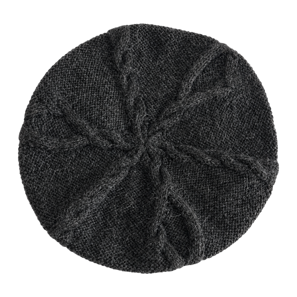 Alpaca International 100% Baby Alpaca Gray Cable Knit Beret 1