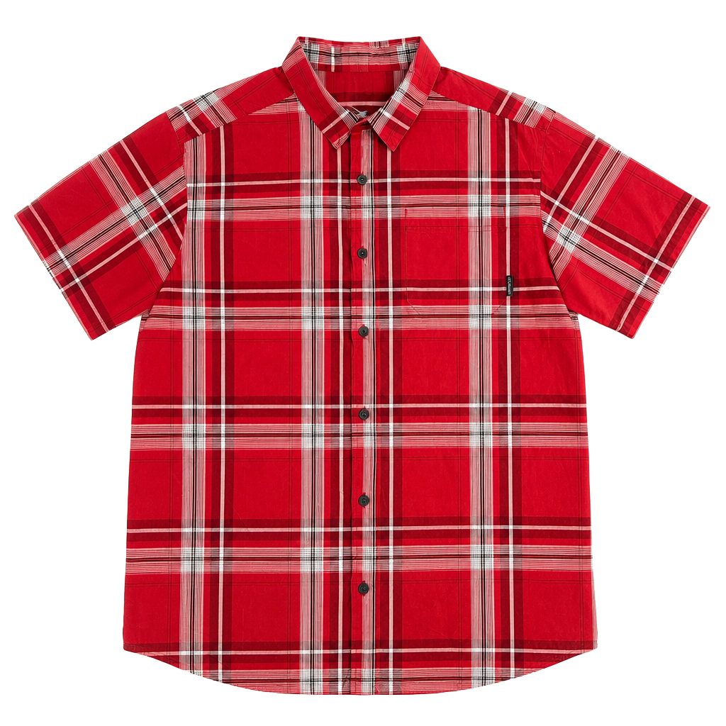 Columbia Men's Regular Fit Short Sleeve Red Plaid Button Down Shirt Size XL 1