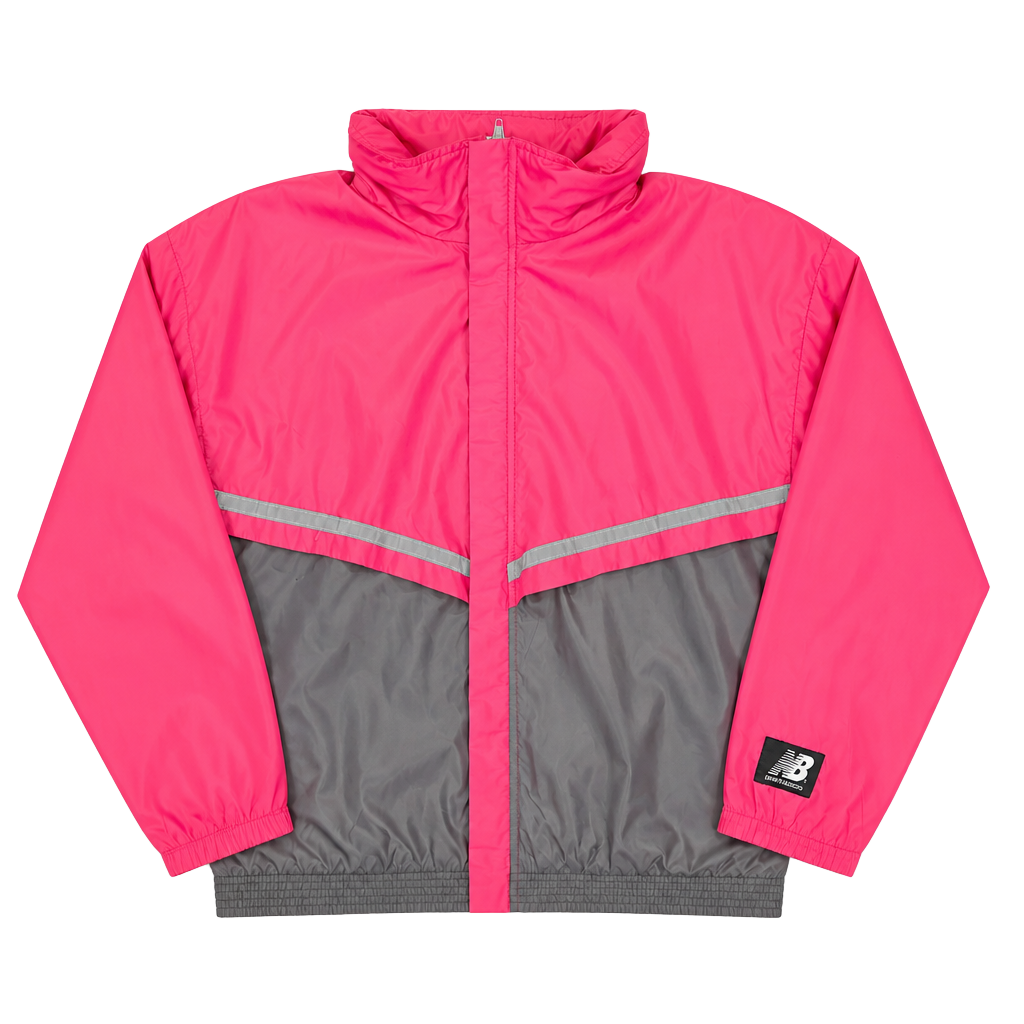 Vintage New Balance Windbreaker Jacket Pink Gray S Reflective Stripe Full Zip 1