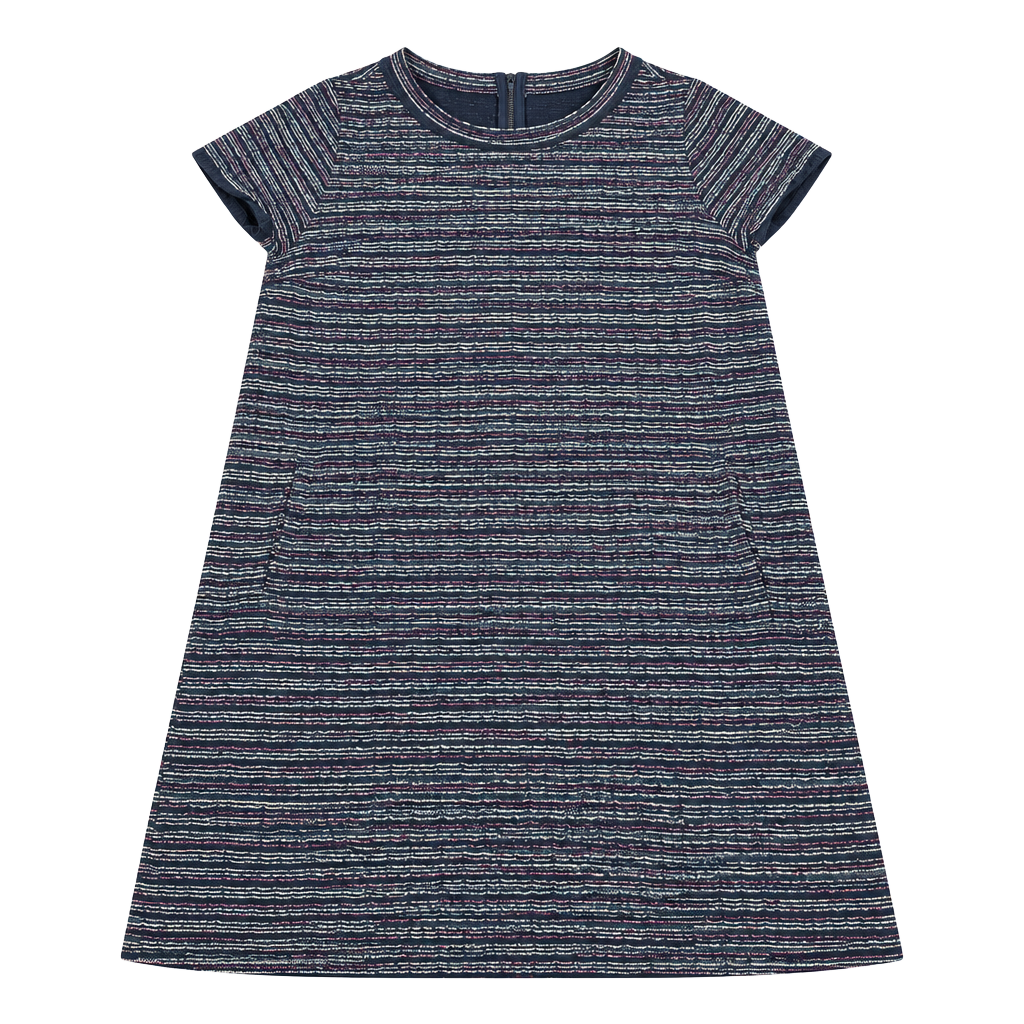 LOFT Tweed Shift Dress Size 14 Blue Multi Short Sleeve 1