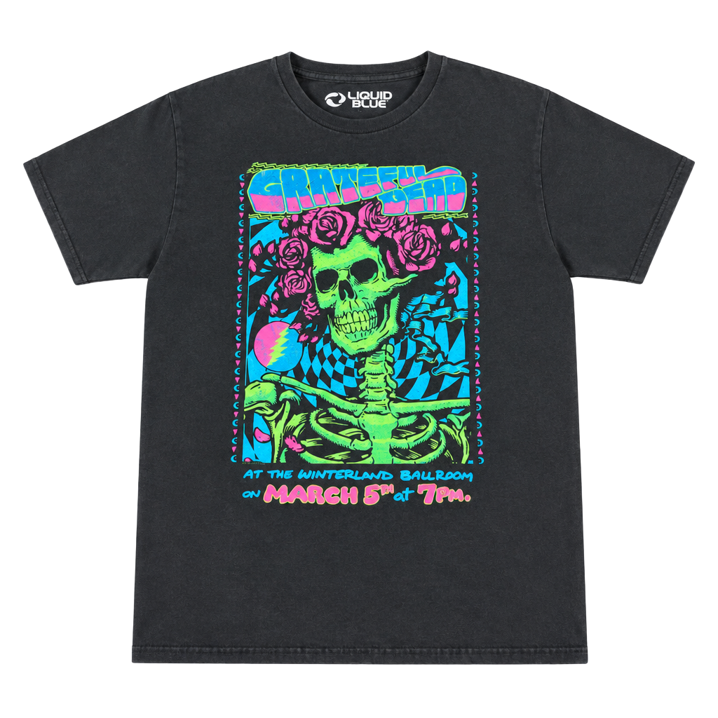 Liquid Blue Grateful Dead Bertha Blacklight T-Shirt Size L Black 1