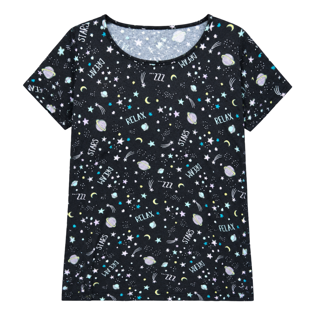 Secret Treasures Sleepwear T-Shirt Size 2X-3X Space Stars Print Black 1
