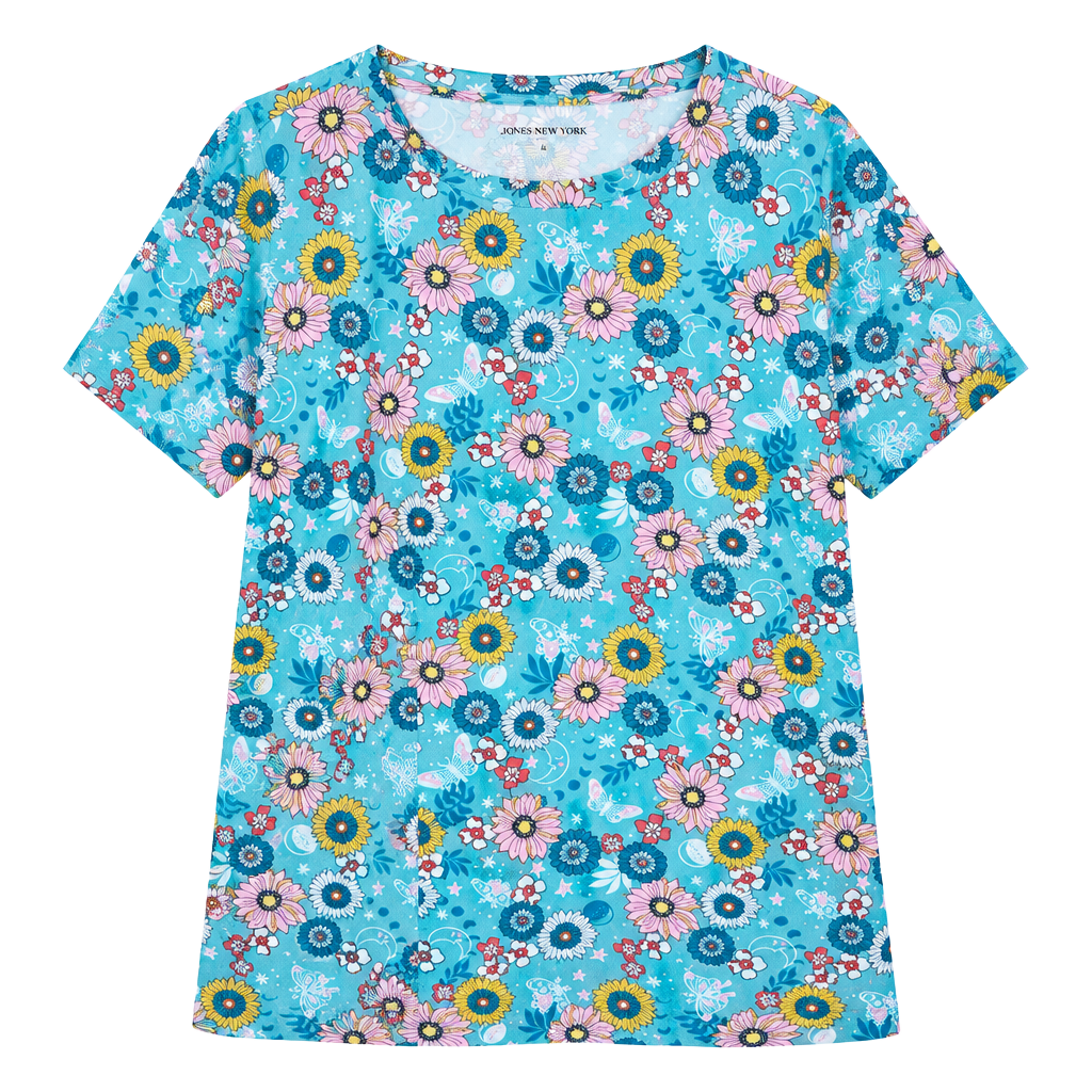 Joyspun Nightshirt Size 2X-3X Blue Floral Butterfly 1