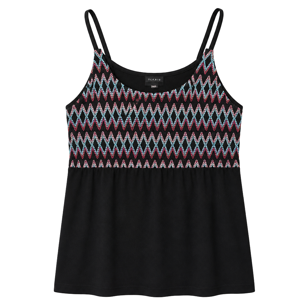 Torrid Babydoll Cami Size 3 Black Embroidered Smocked Tank Top 1