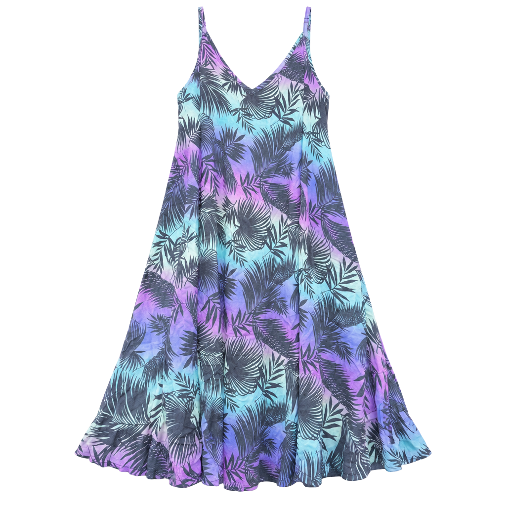 Torrid Palm Leaf Dress Size 2 Purple Blue Tropical Cami 1