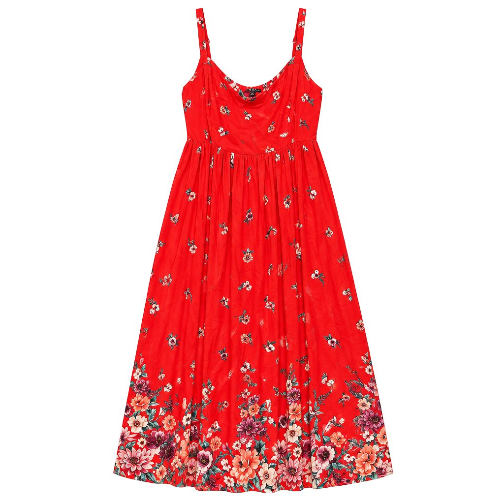 Torrid Floral Maxi Dress Size 3 Red Challis 1