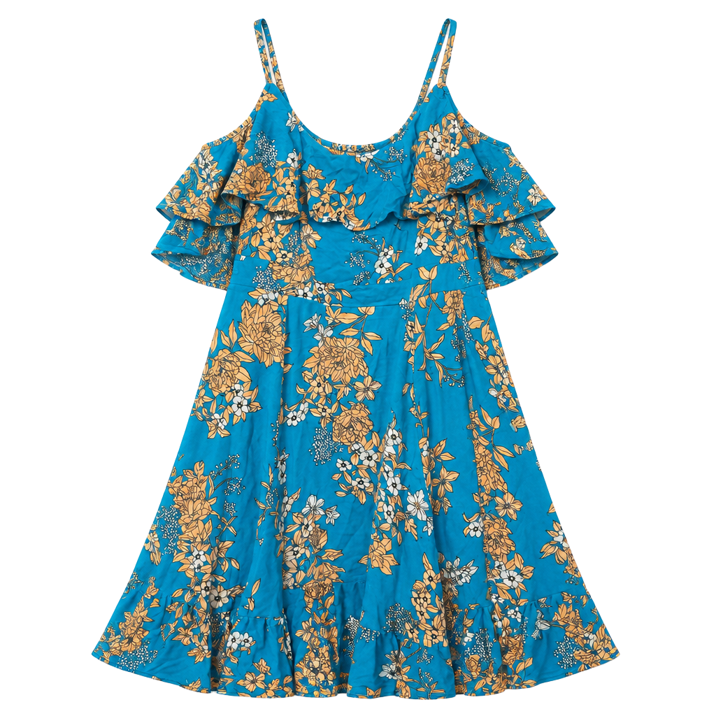 Torrid Blue Floral Cold Shoulder Dress 1
