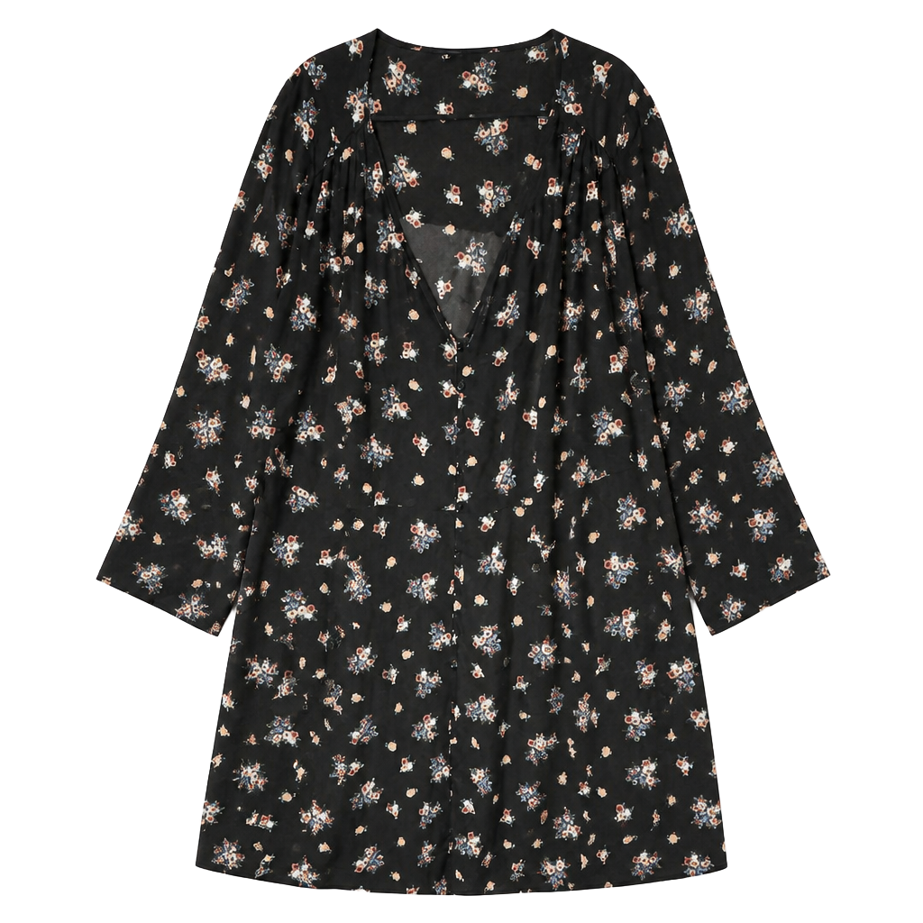 Torrid Black Floral V-Neck Midi Dress Size 4 1