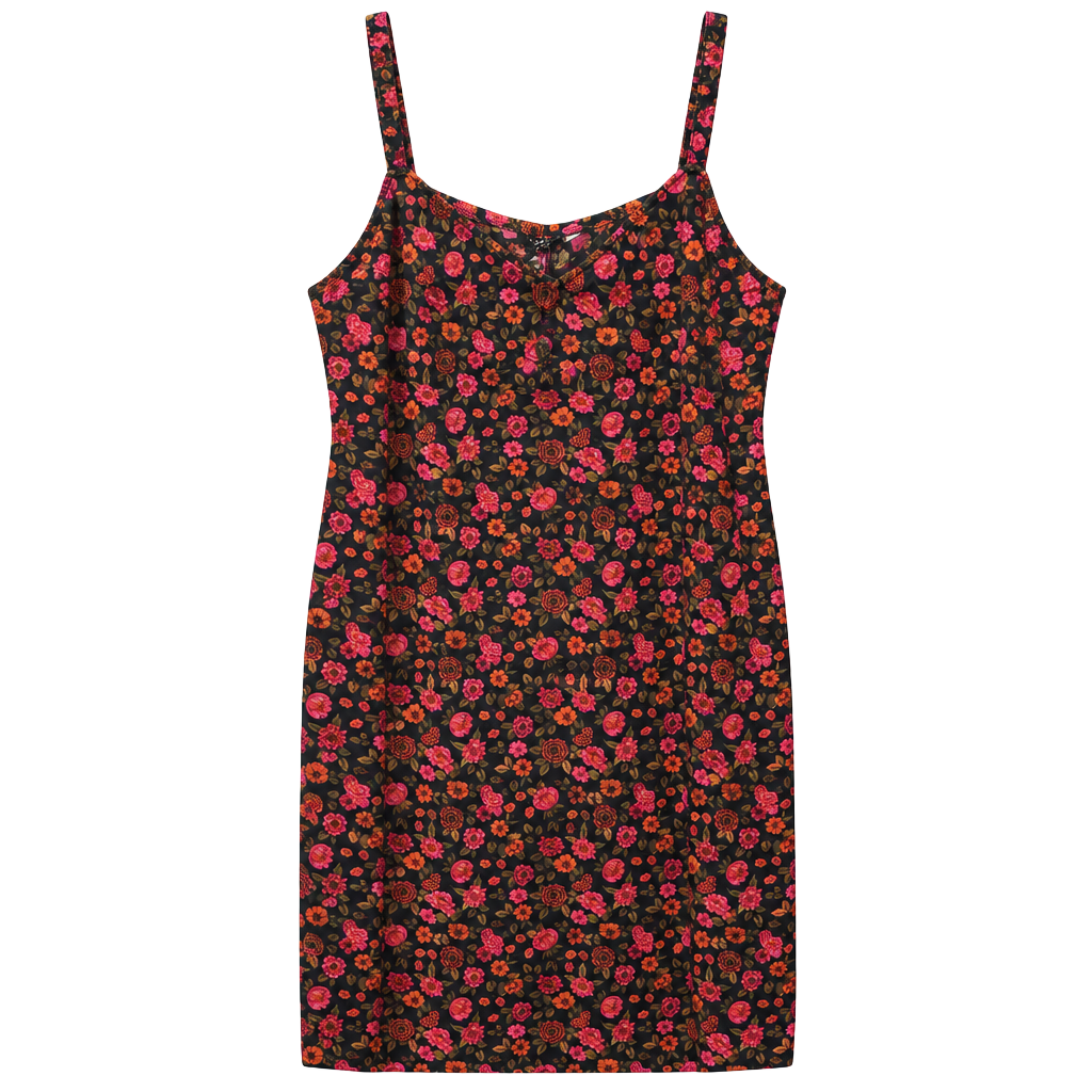 Torrid Floral Cami Dress Size 3 Black Pink Red Spaghetti Strap 1