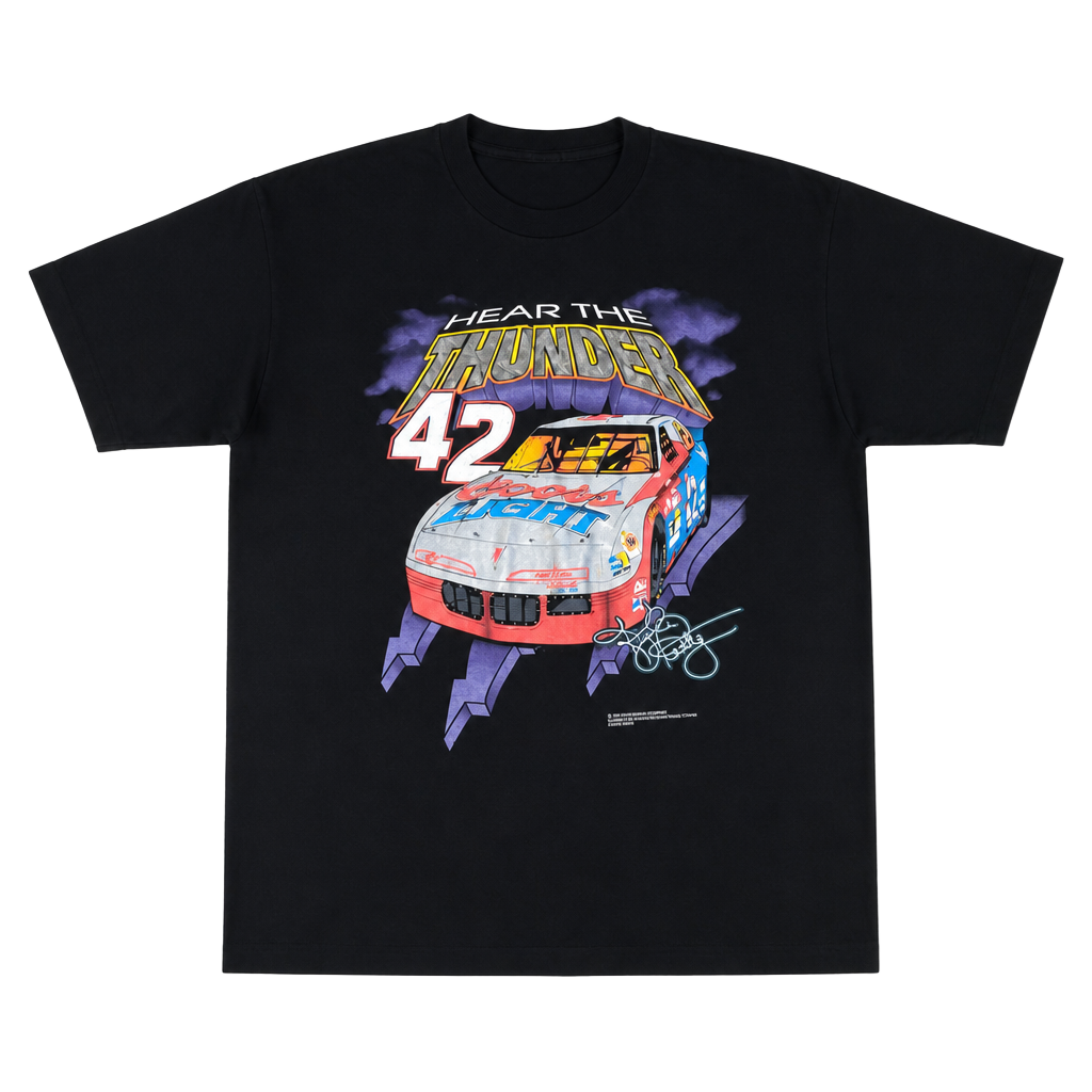 VERY RARE!! Fruit of the Loom Kyle Petty 42 Hear The Thunder T-Shirt XL Black 1
