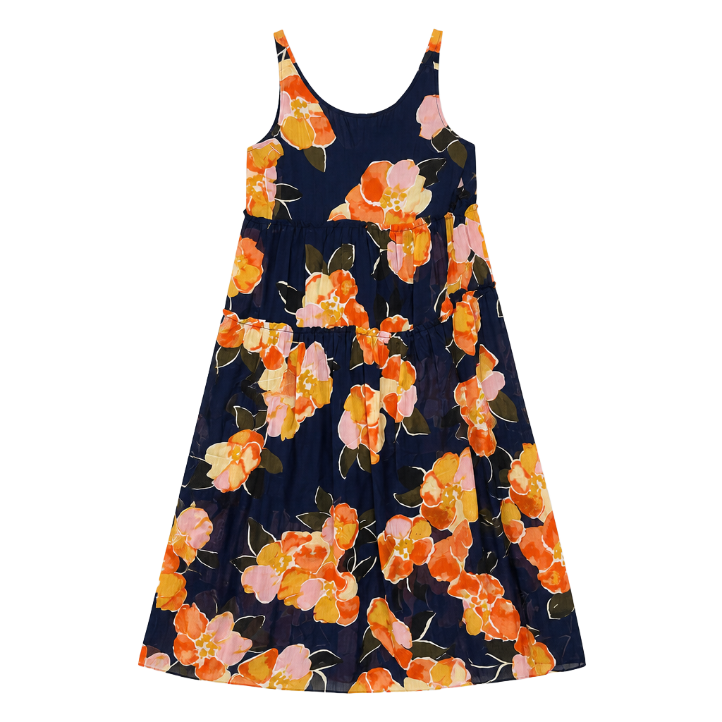 Maurices Floral Tiered Maxi Sundress in Navy 1