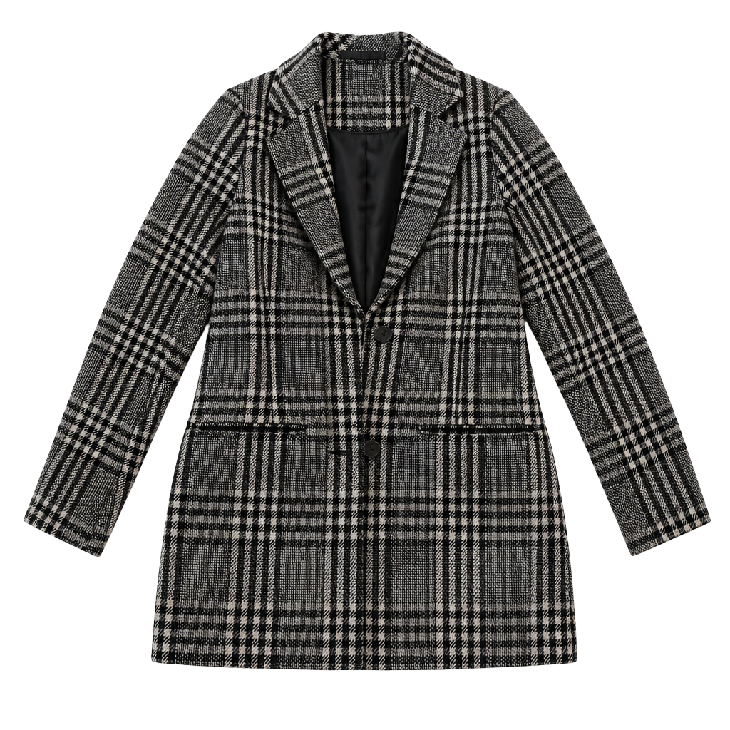 Abercrombie & Fitch Plaid Wool-Blend Tailored Blazer Coat 1