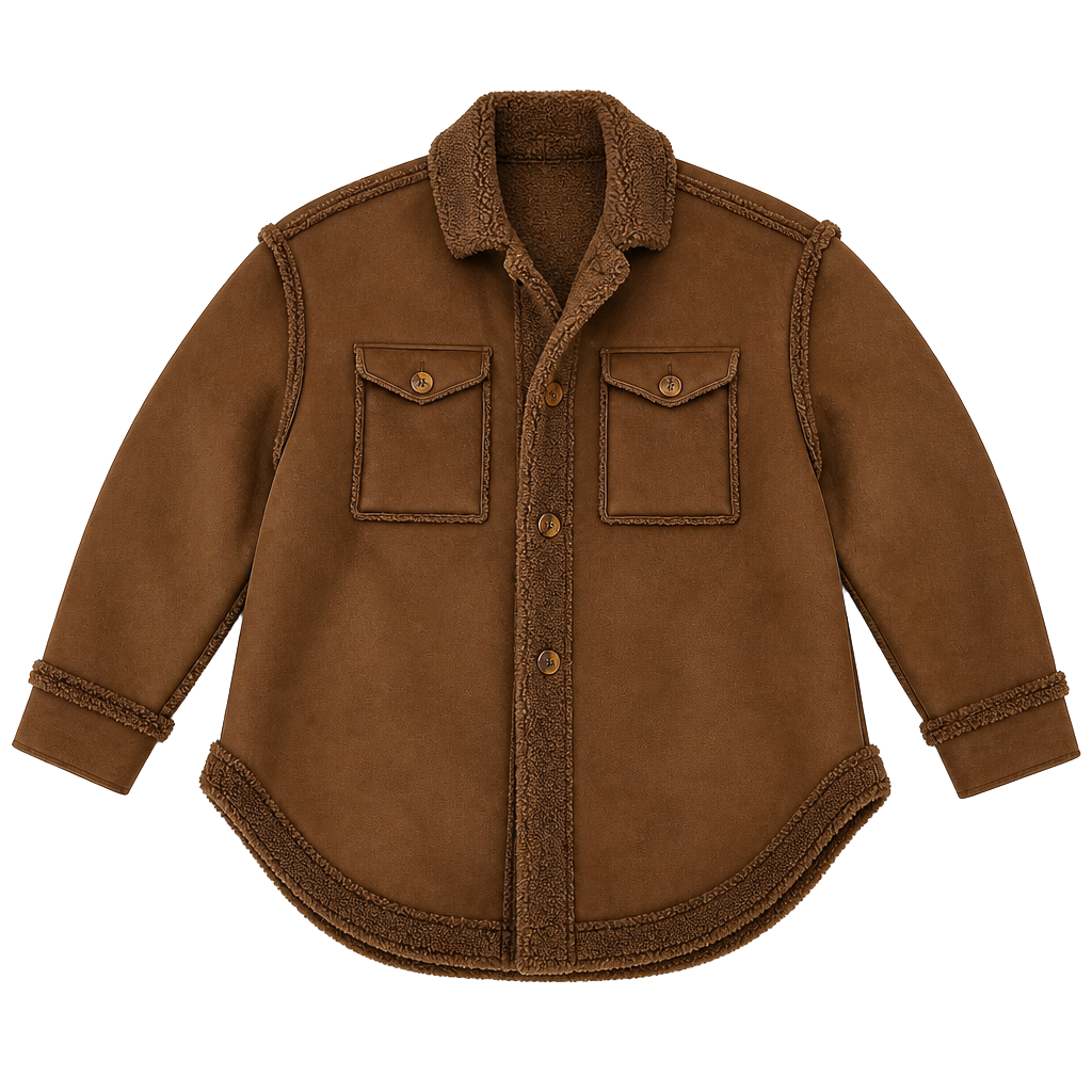 Good American Faux Shearling Lined Suede Shacket 1