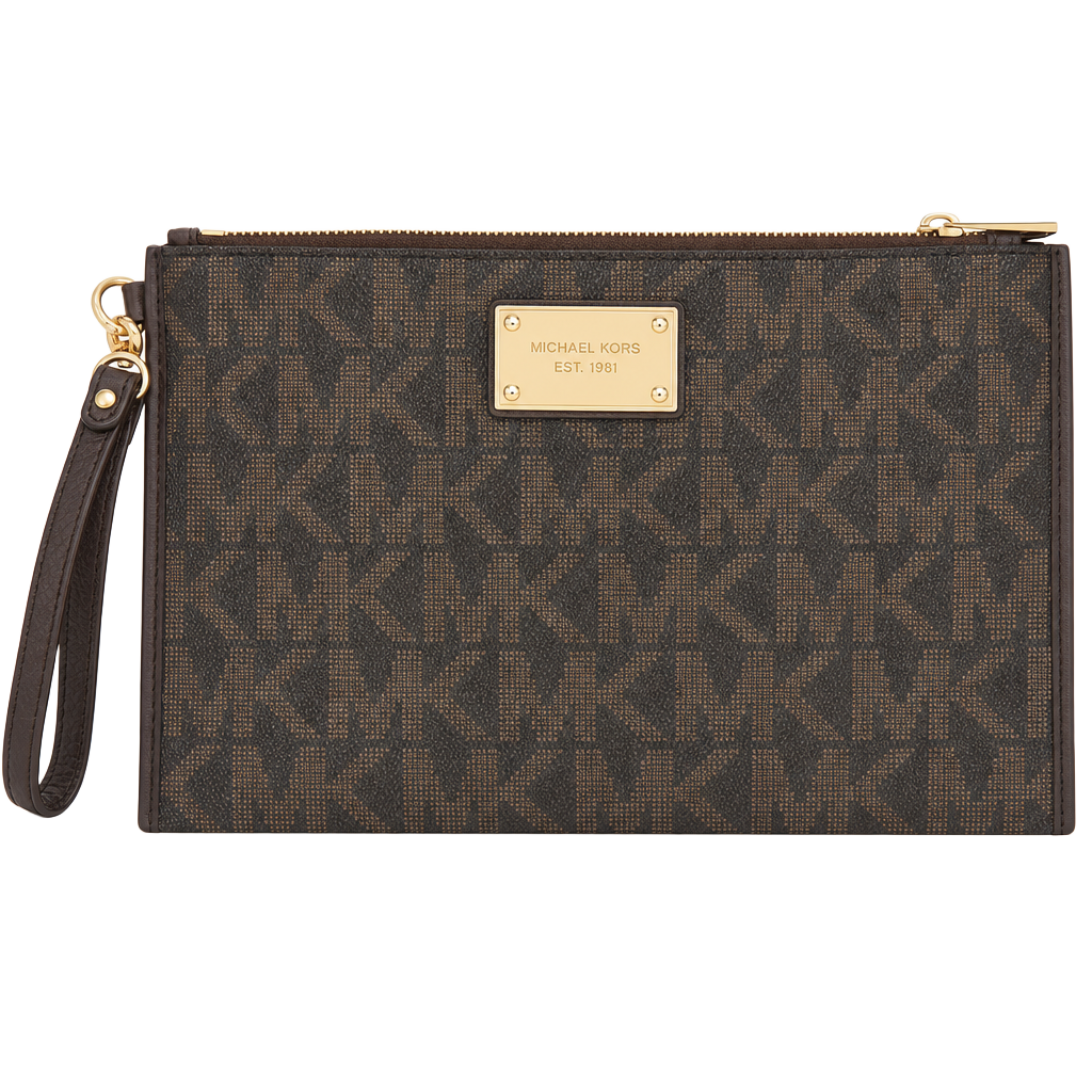 Michael Kors Signature MK Monogram Logo Flat Clutch Wristlet 1