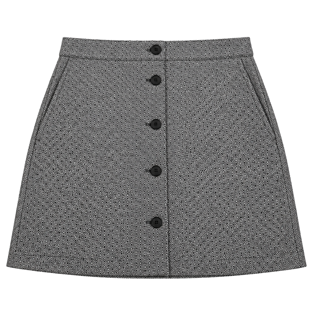 Madewell Geometric Button Front Wool Blend Skirt Size 12 1