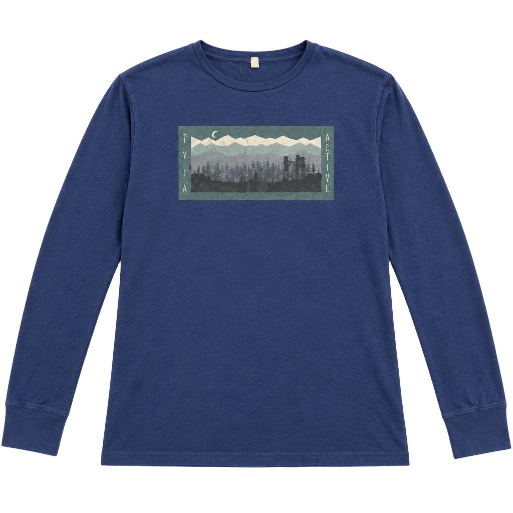 Zyia Active Mountain Graphic Long Sleeve Shirt Blue Size L 1